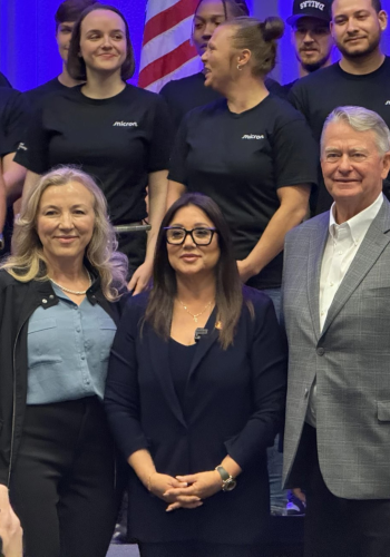 U.S. Secretary of Labor Chavez-DeRemer, Idaho Governor Brad Little, and Idaho Manufacturing Alliance, Gina Robison Executive Director